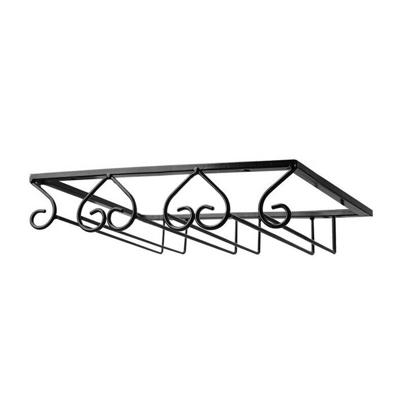 Black Wine Glass Rack Holder Metal Under Cabinet Stemware Wine Glasses StorageK1