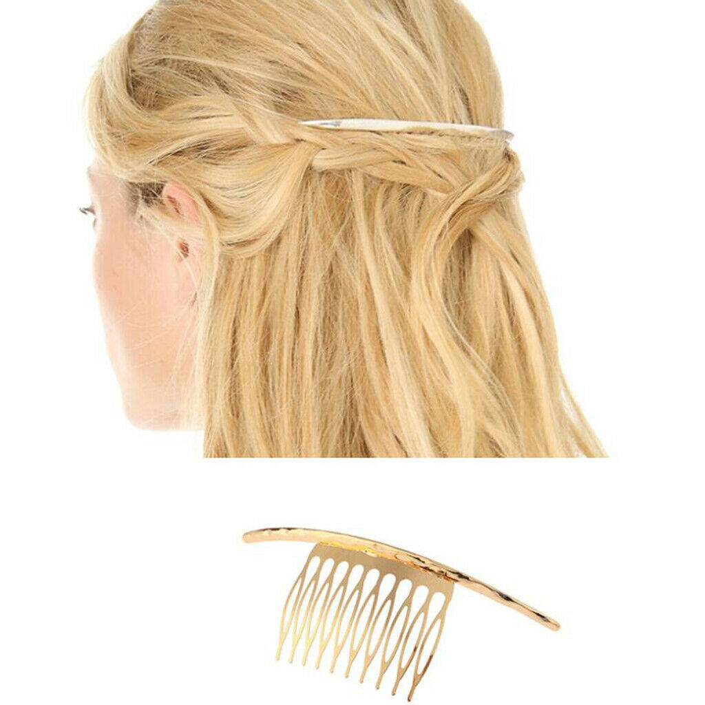 Golden Blank Metal Hair Clip Comb 10 Teeth Wedding Bridal Hairstyle Accessories