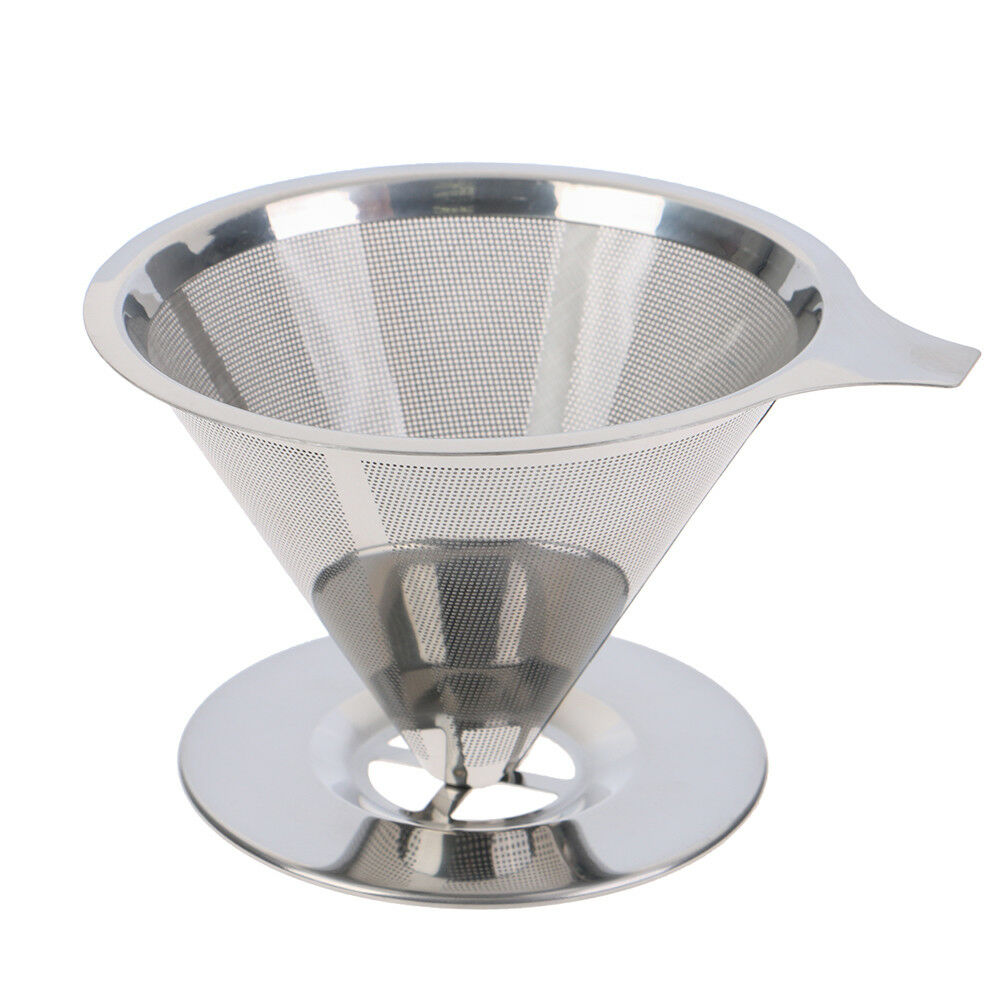Reusable coffee filter holder stainless steel brew drip coffee funnel metal DD