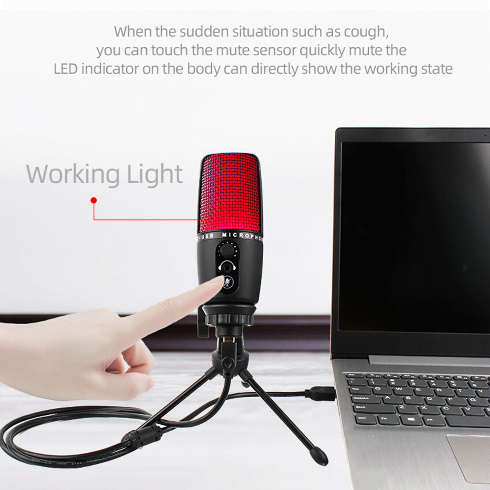 Professional USB Audio Condenser Microphone with Tripod for Studio Recording