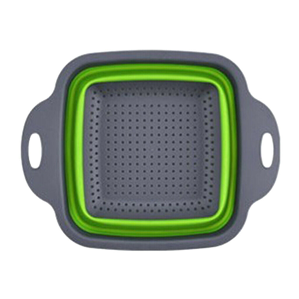 Collapsible Colander Basin Kitchen Strainer Seive Drainage Basket Green L
