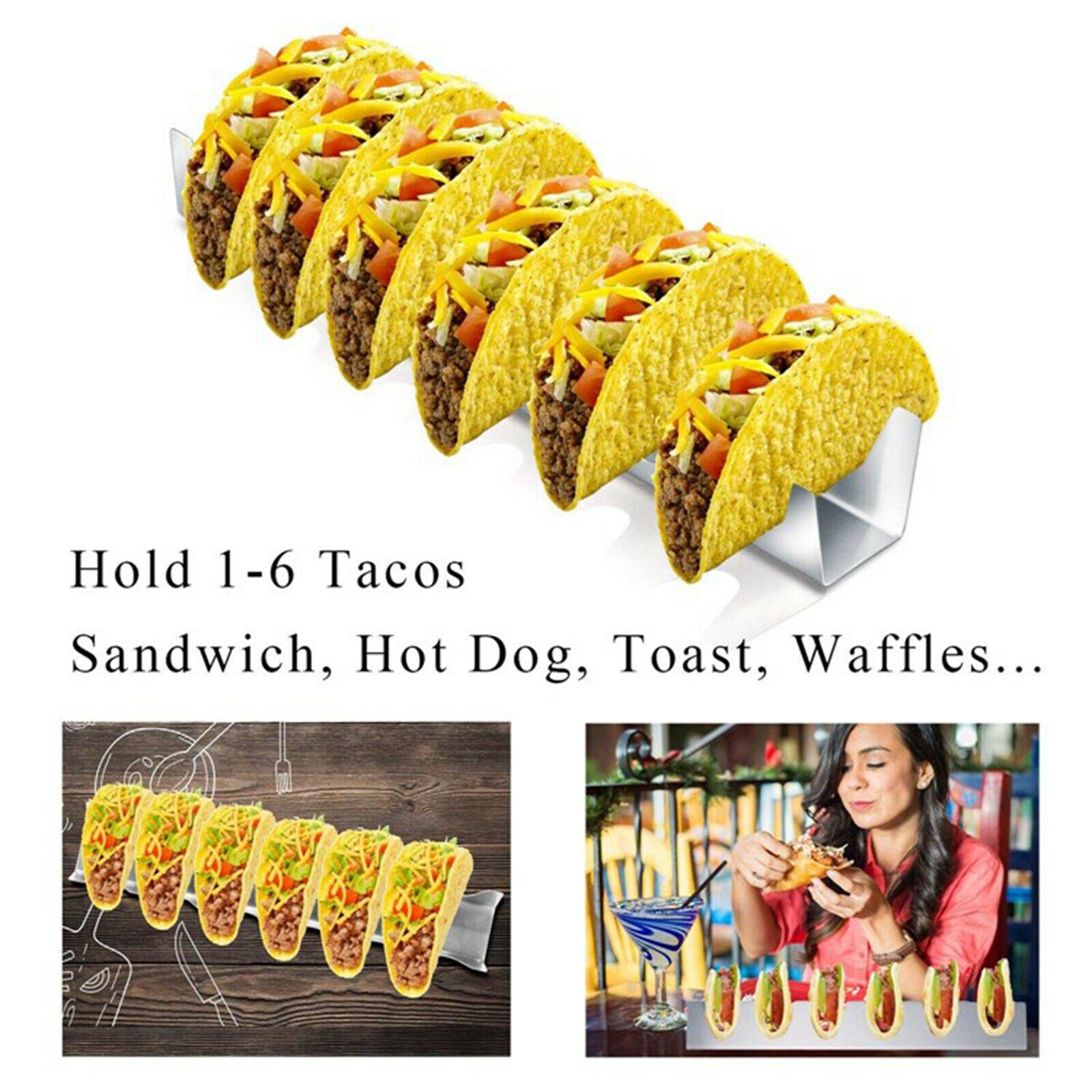 Taco Holder Stand Rack Server for Mexican Pancakes Tortillas Large Capacity