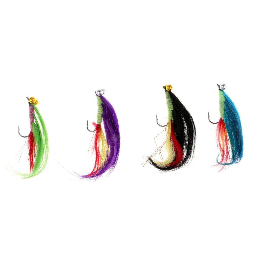 4pcs Fly Hooks Long Tail Streamer Minnow Fishing Flies Fly Fishing Lures Set