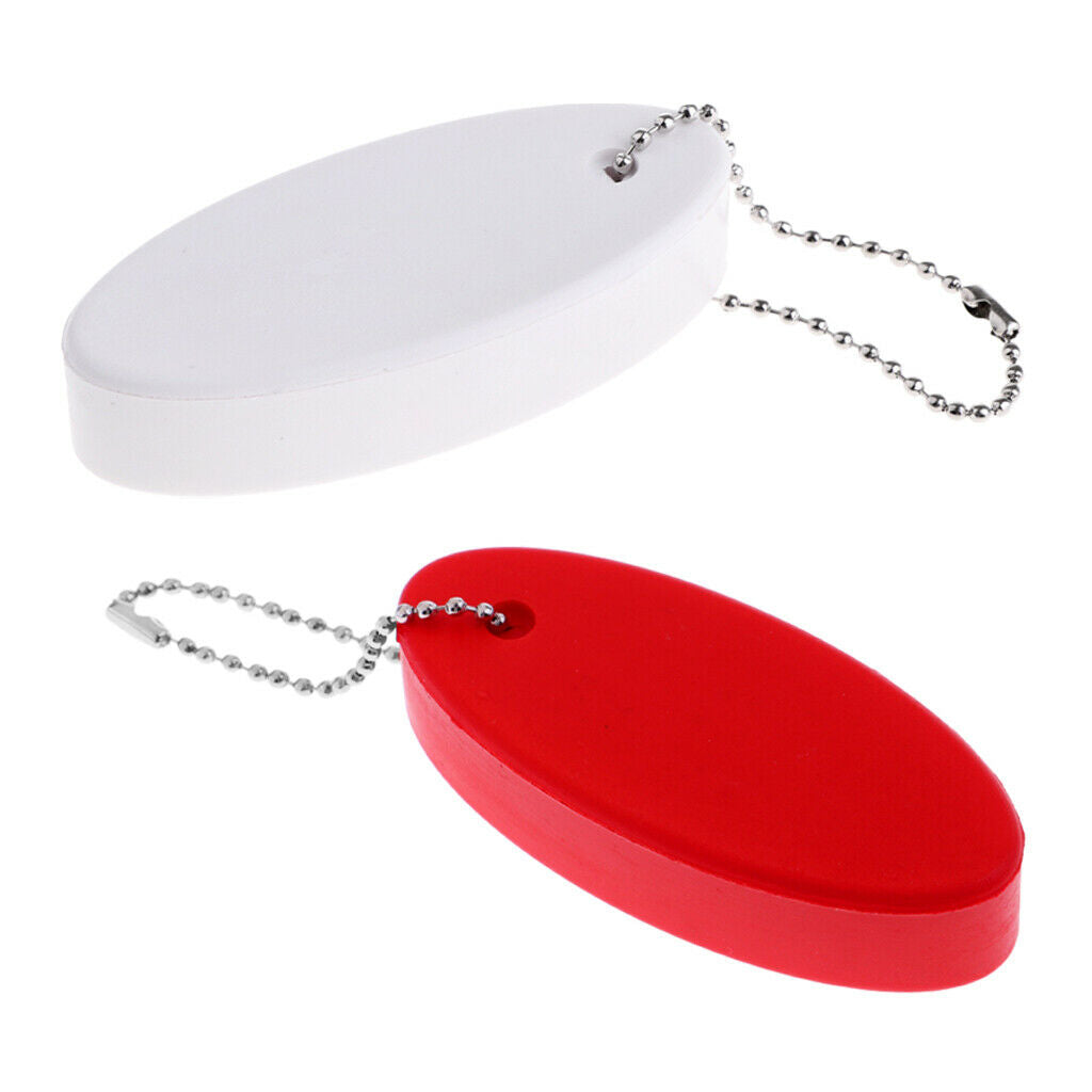 2x Safety Water Floating Boating Foam Keychain Keyring With Steel Ball Chain