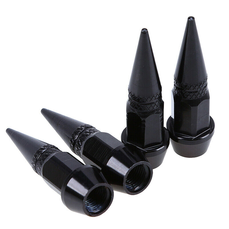 4Pc Black Chrome Aluminum Metal Spike Wheel/Tire Valve Stem Car Truck Air Caps