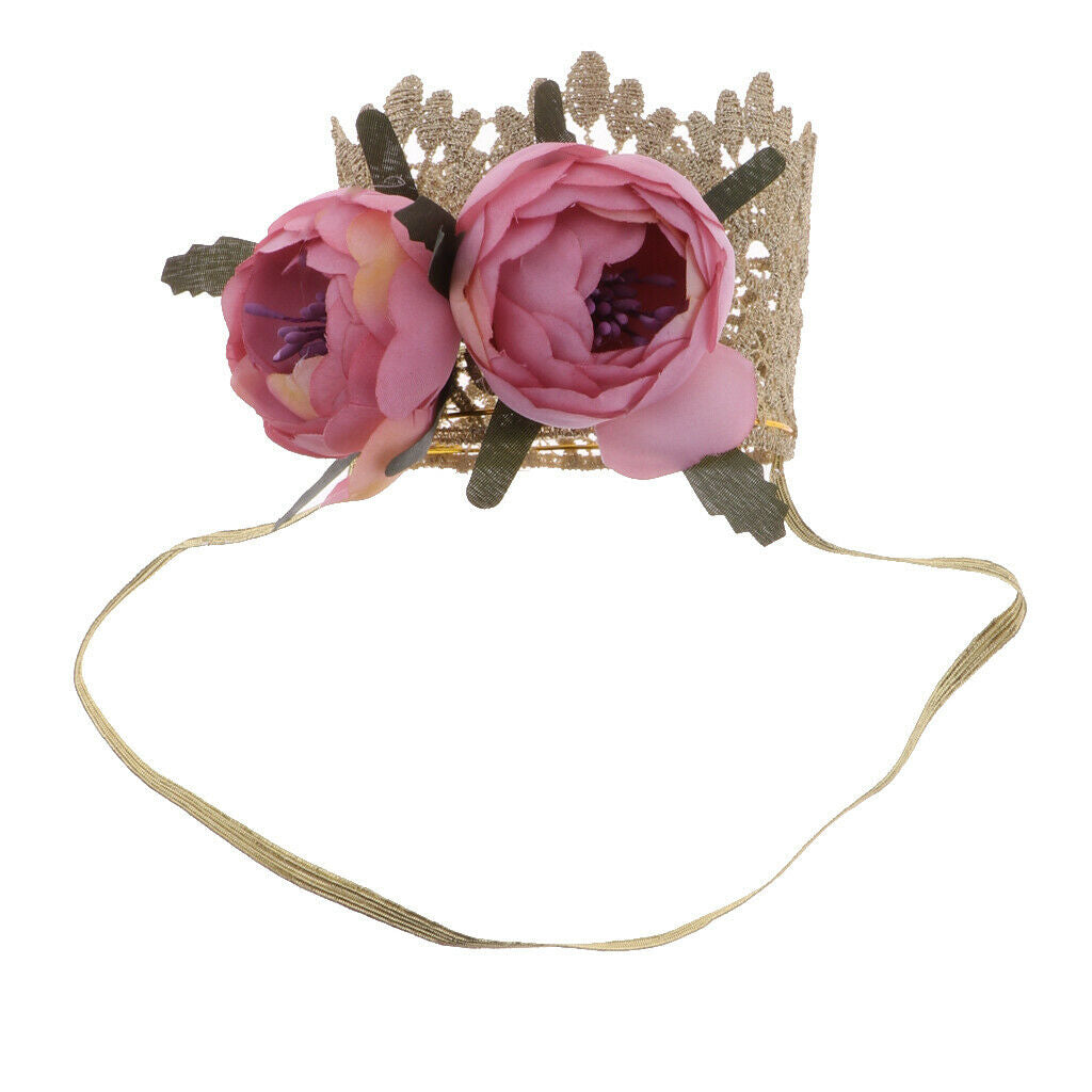 Cute Crochet Lace Flower Head Band Crown Baby Girl Toddler Hair Tiara