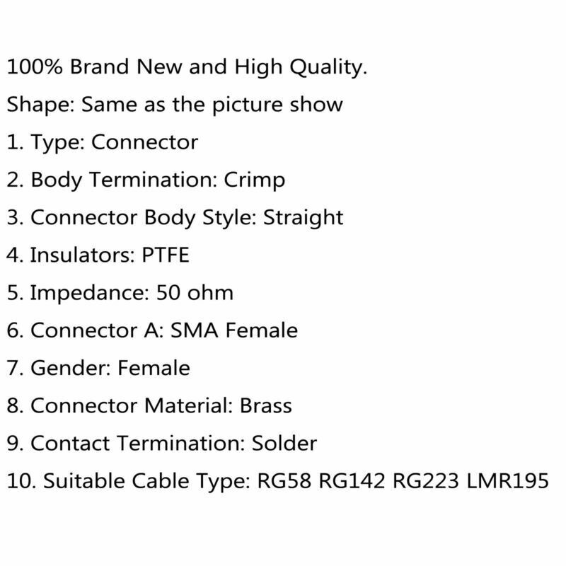 10Pcs SMA Female Jack RF Connector Female Pin For RG58 RG142 RG400 LMR195 Cable