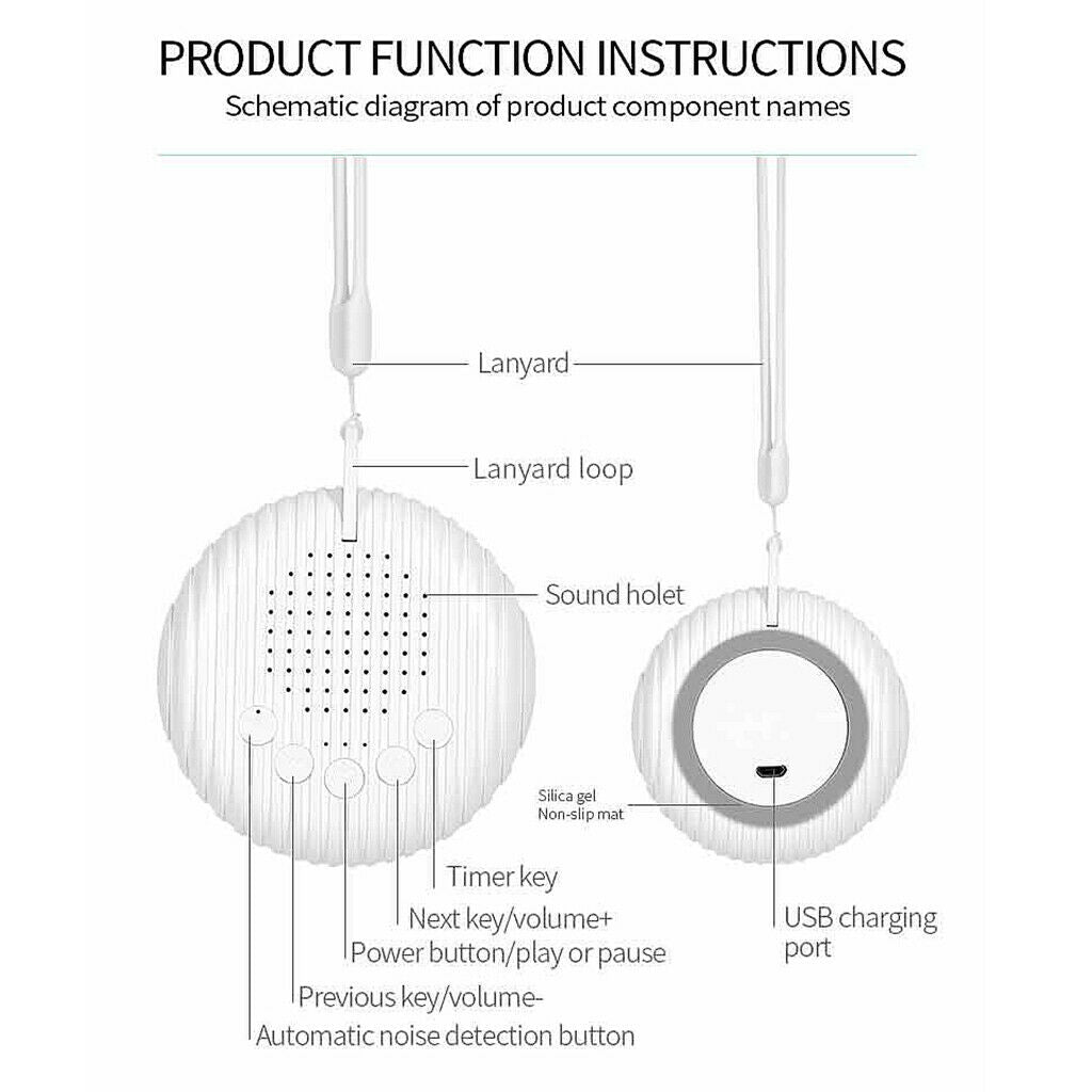 Portable White Noise Machine Sound Sleep Aid Office Travel 9 Relaxing Sounds