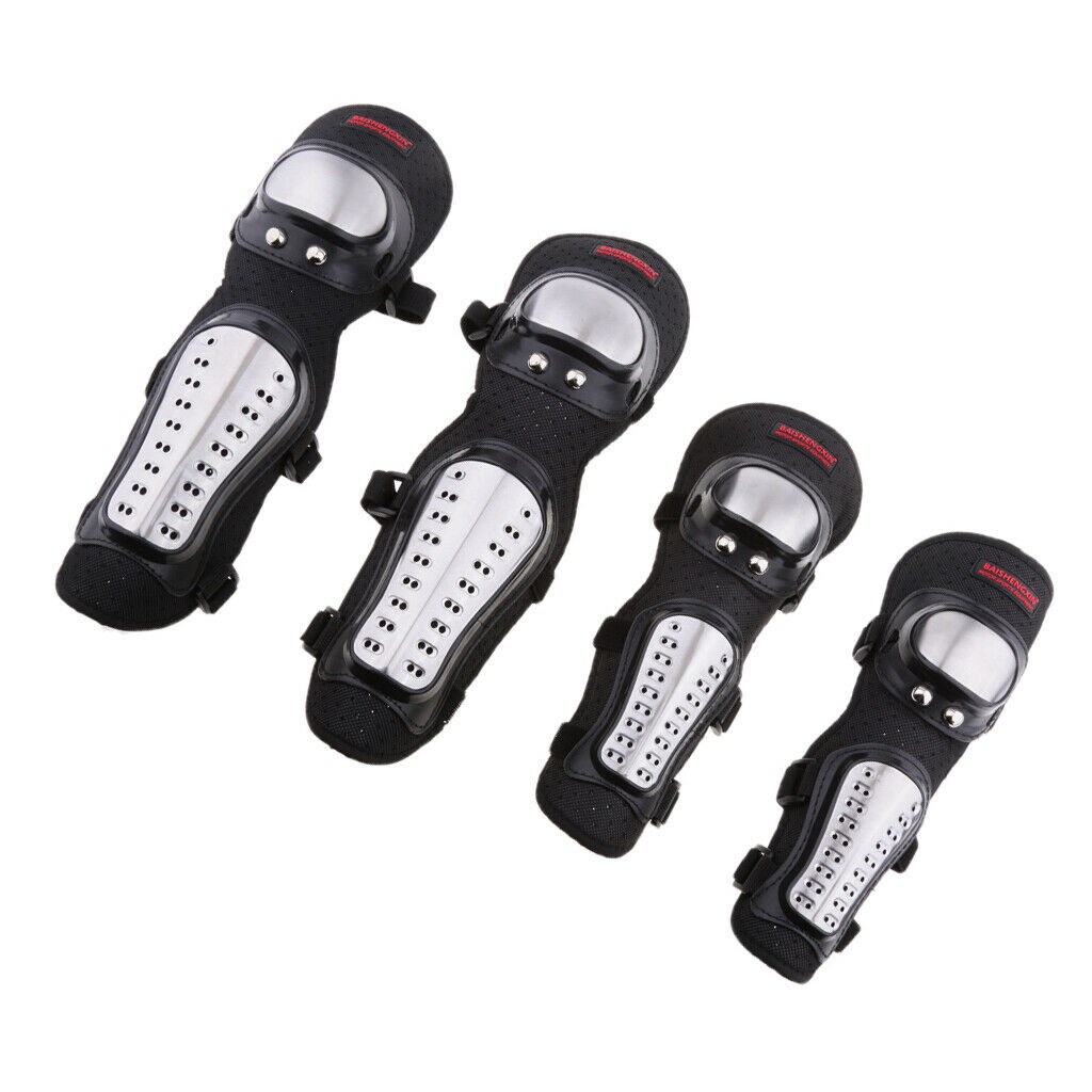 Alloy Steel Motorcycle ATV Motocross Elbow Knee Shin Guard Pads Protector