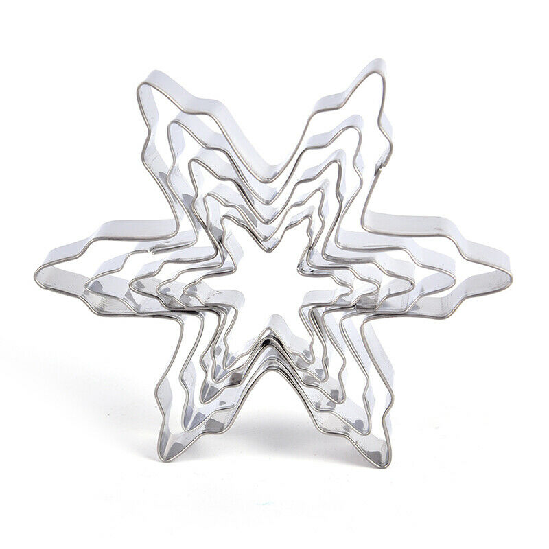 5PCS Snowflake Stainless Steel Cookie Cutter Biscuit Pastry Mold Cake Decor DD