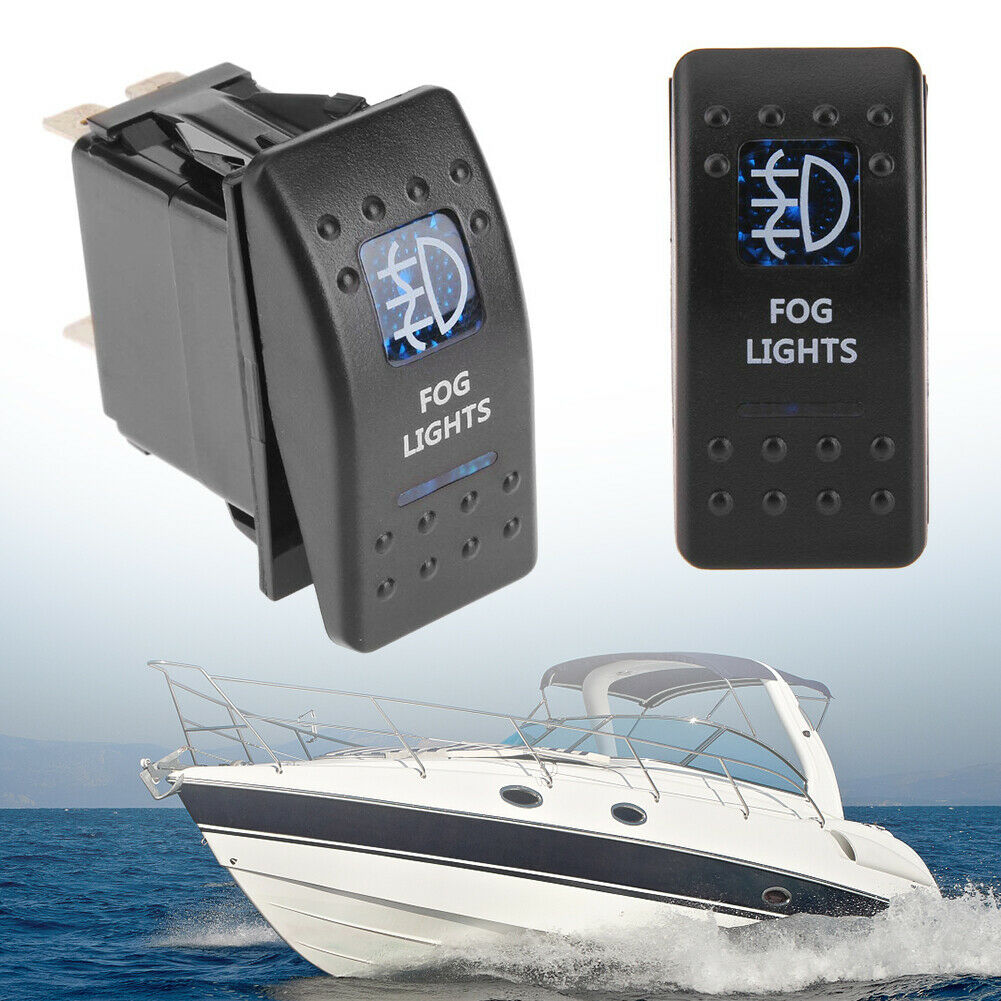 IP66 Waterproof Blue LED FOG LIGHTS Rocker Switch 5 Pin for Car RV Boat Yacht