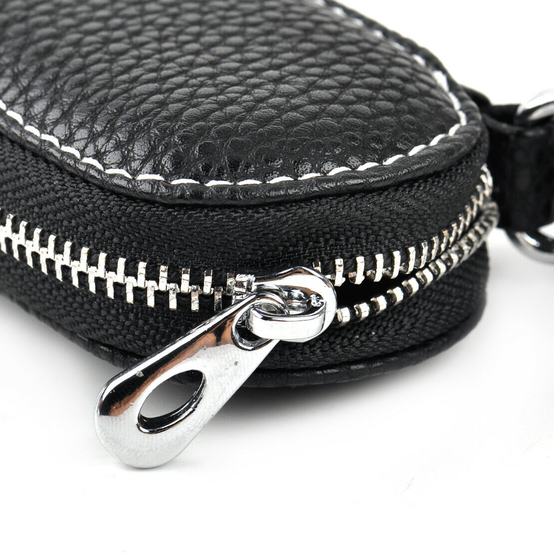 Black Car Auto Leather Smart Remote Zipper Fob Key Holder Bags Cover Chain An