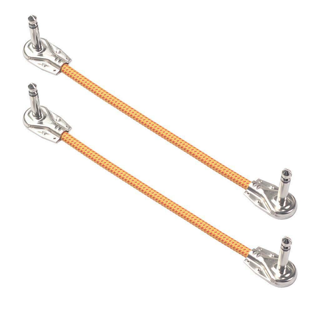 2pcs 6.35mm Angled Male to Male Guitar Effect Pedal Patch Nickel Plated Plug