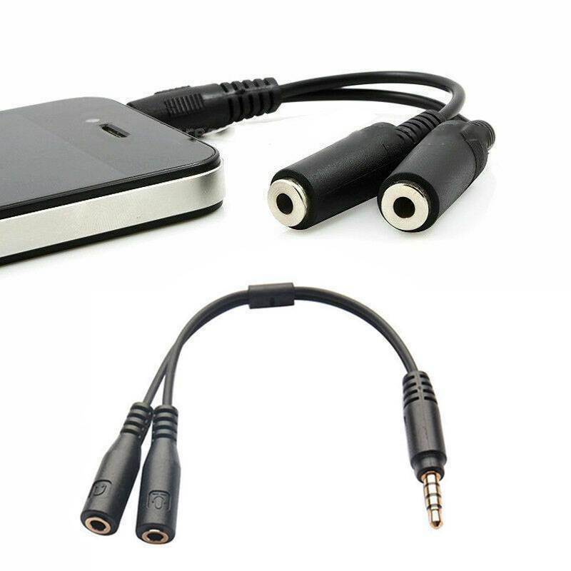 3.5mm TRRS Y Splitter 2 Female to 1 Male jack Headphone Mic Audio Adapter Cable@