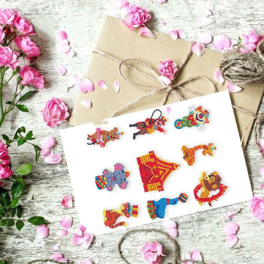 DIY Full Drill Round Cartoon Circus Troup Diamond Painting Puzzle Stickers @