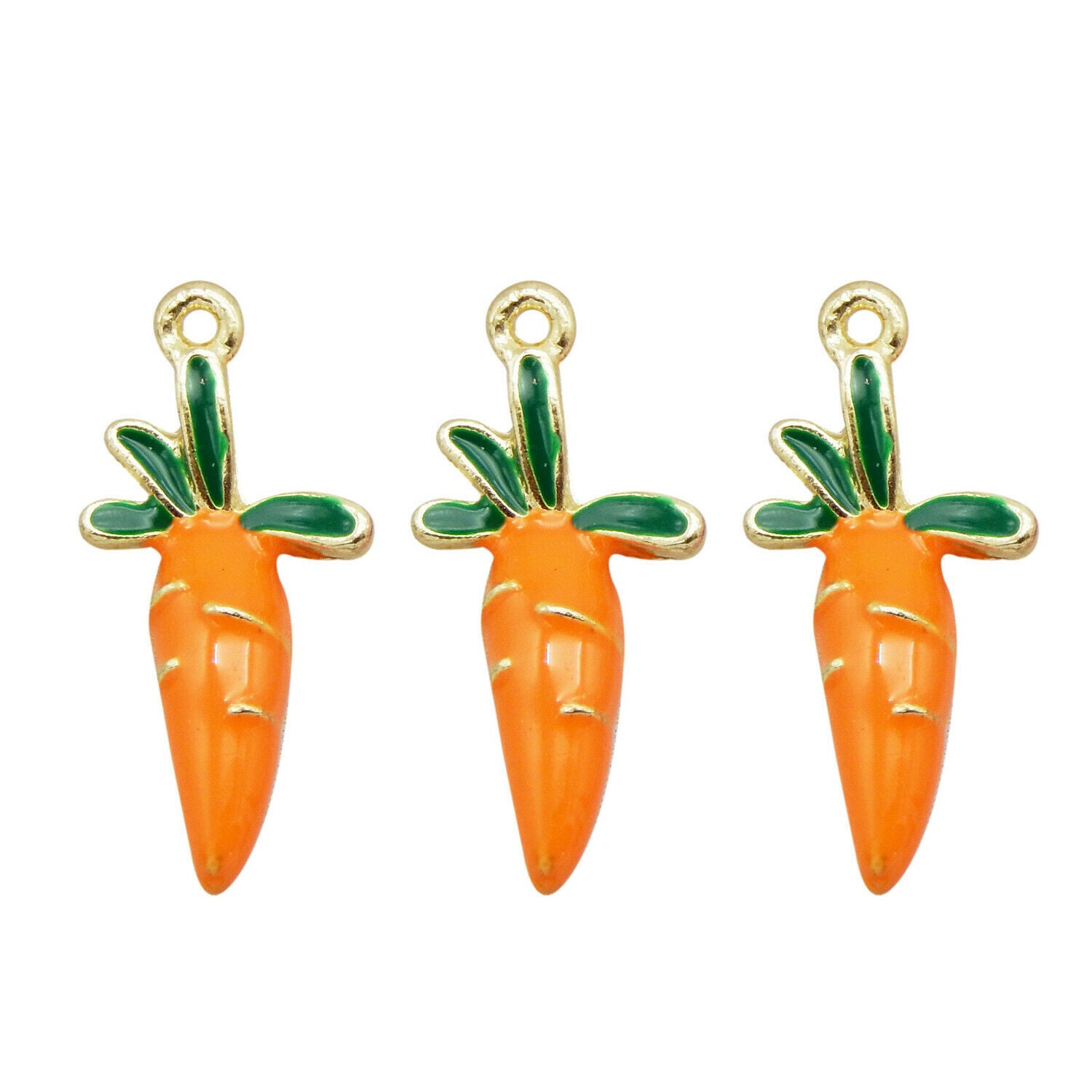 8PCS Enamel Plated 23x11mm Vegetable Carrots Pendant Charms DIY Making Findings