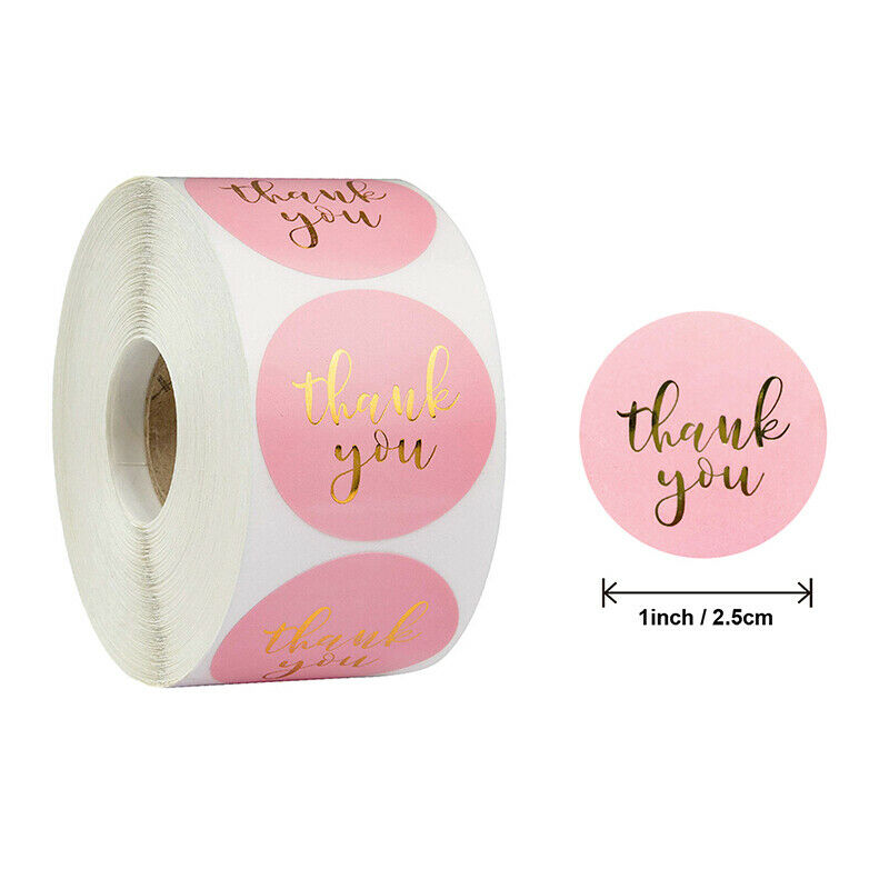 500PCS Thank You Stickers Pink Red Purple Wedding Birthday Party Flower Label HN