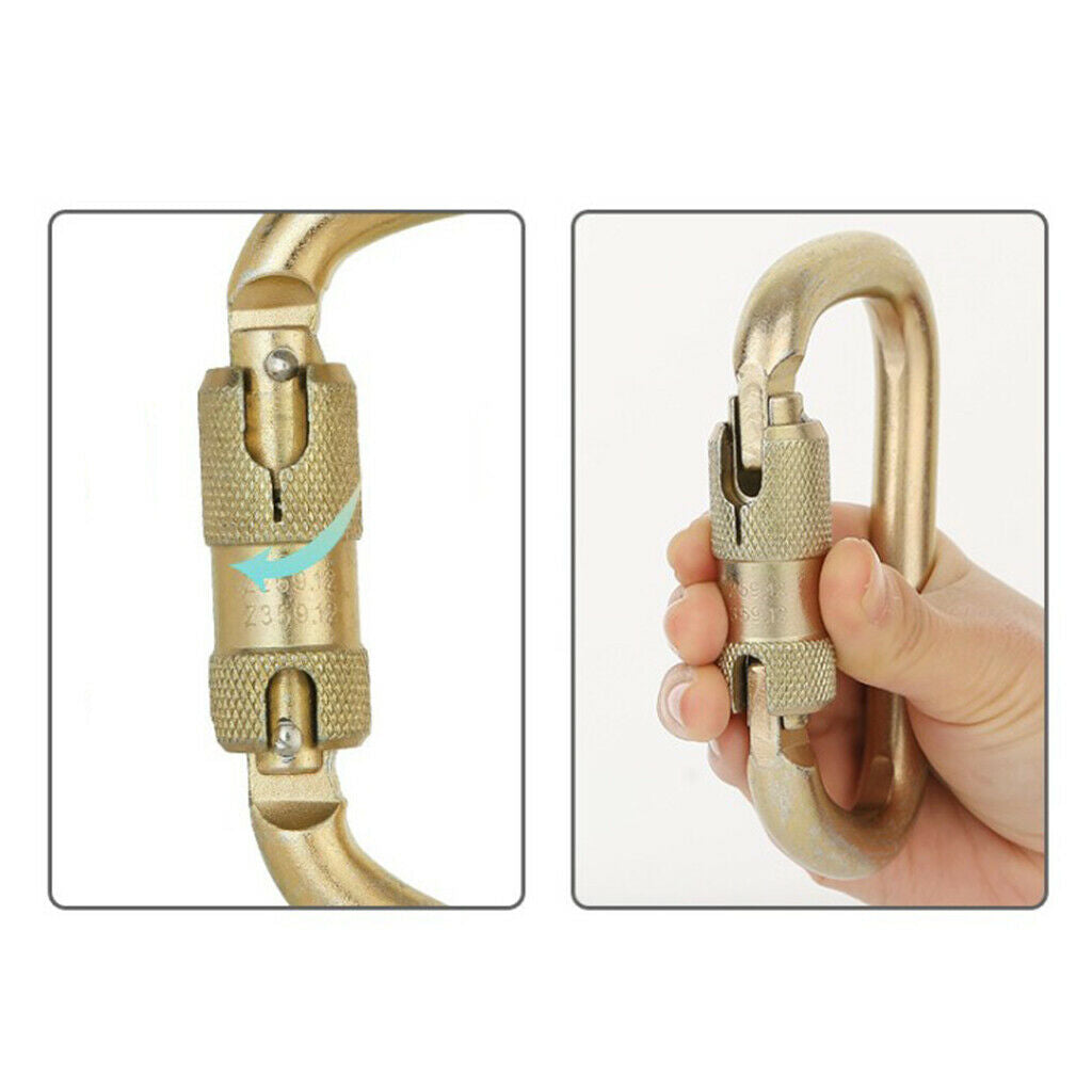 Heavy Duty D Shaped Carabiner Safety Buckle for Outdoor Rock Climbing Golden