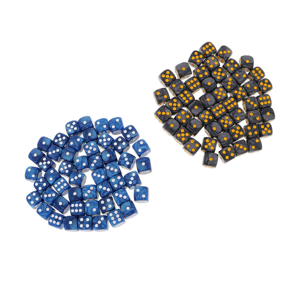 100Pieces D6 Round Corner Dotted Dice 16mm for  MTG TRPG