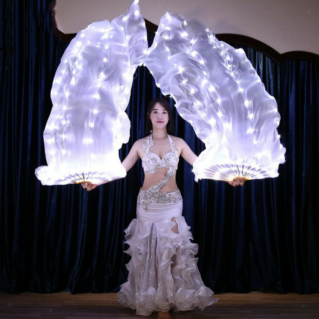 1x Belly Dance Fan Veil w/ USB Charger Chinese Dancing Veil for Dance Prop