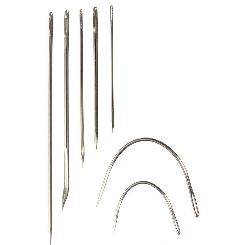 Assorted Set of Repair Hand Sewing Needles Curved & Straight x7 Needle Pack