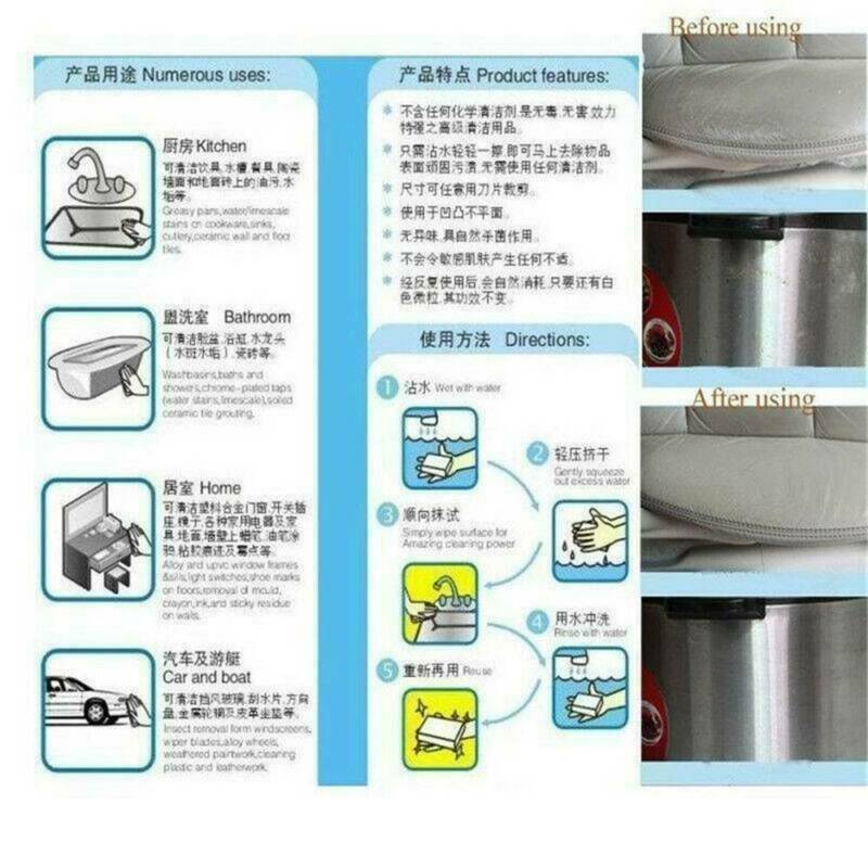 100 Pack Extra Large 1-1/4" Magic Sponge Eraser Melamine Foam Cleaning