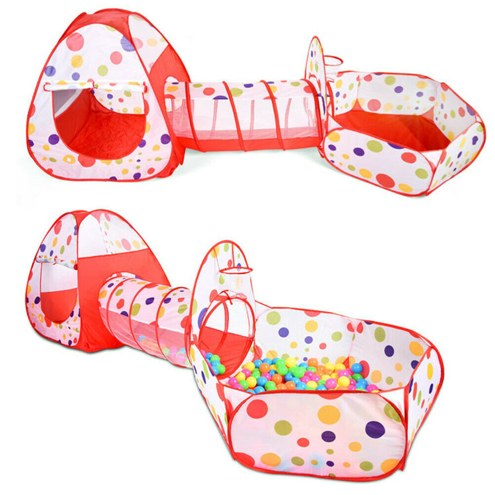3 in 1 Kids Play Tent Tunnel Ball Pit Set Pop Up Tent Baby Toddlers Playhouse