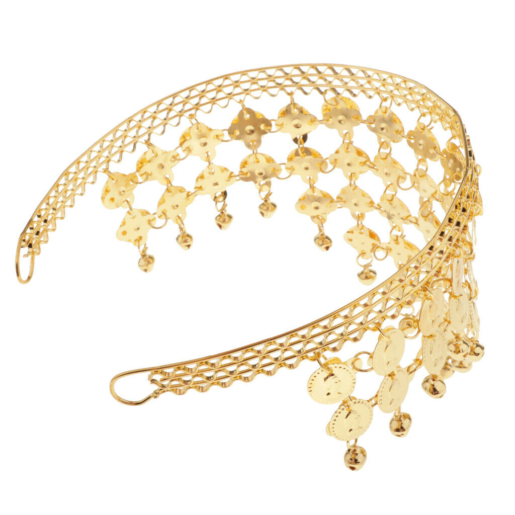 Womens Retro Belly Dance Headband Bead Bells Headwear Dancewear Accessory