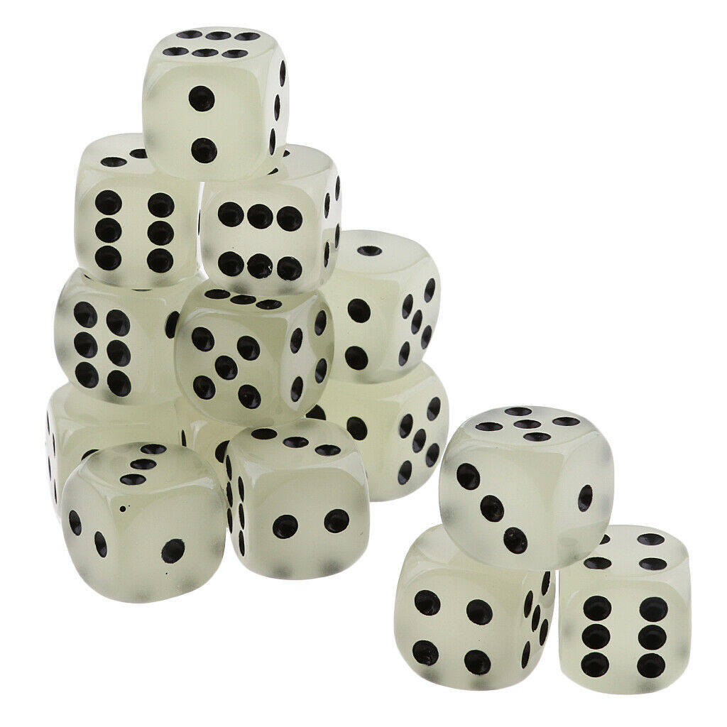 50 Pieces D6 14mm Six Sided Glow Dice Dice Games for Dungeons And