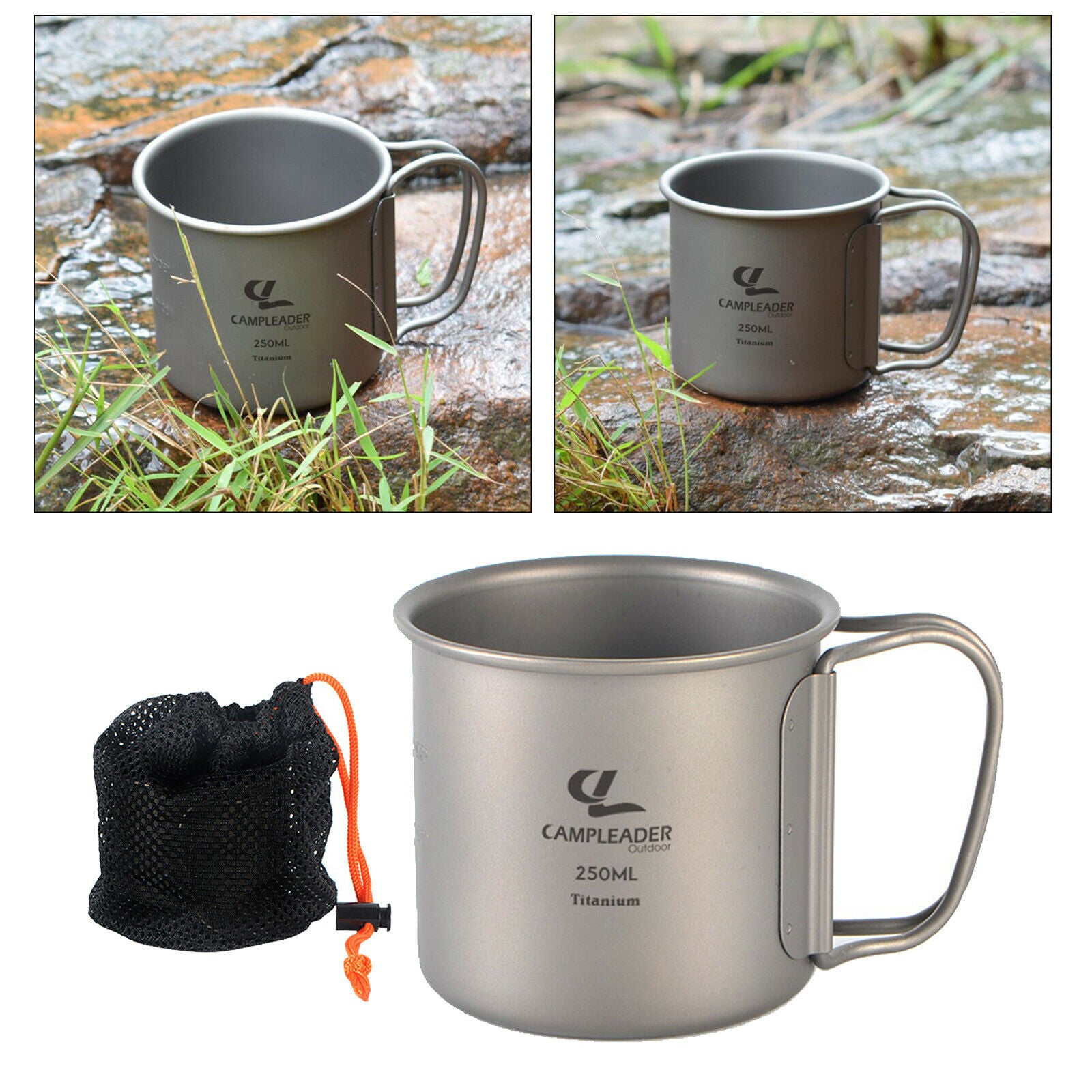 Foldable Camping Mug Portable Drinkware Water Mug Titanium Pot Lightweight
