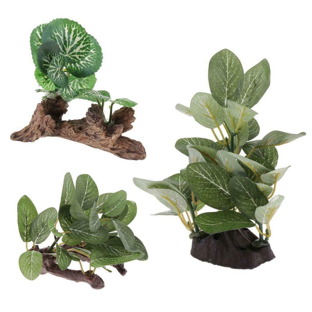 4pcs Reptile Plastic Plants Decorative Water Grass For Reptile Terrarium