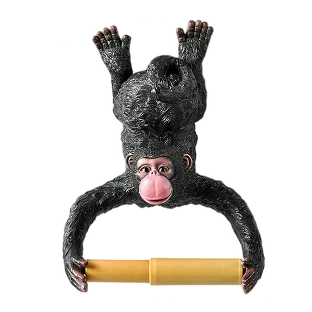 Cartoon Gibbon Statue Wall Mounting Paper Holder Decoration Punch-Free