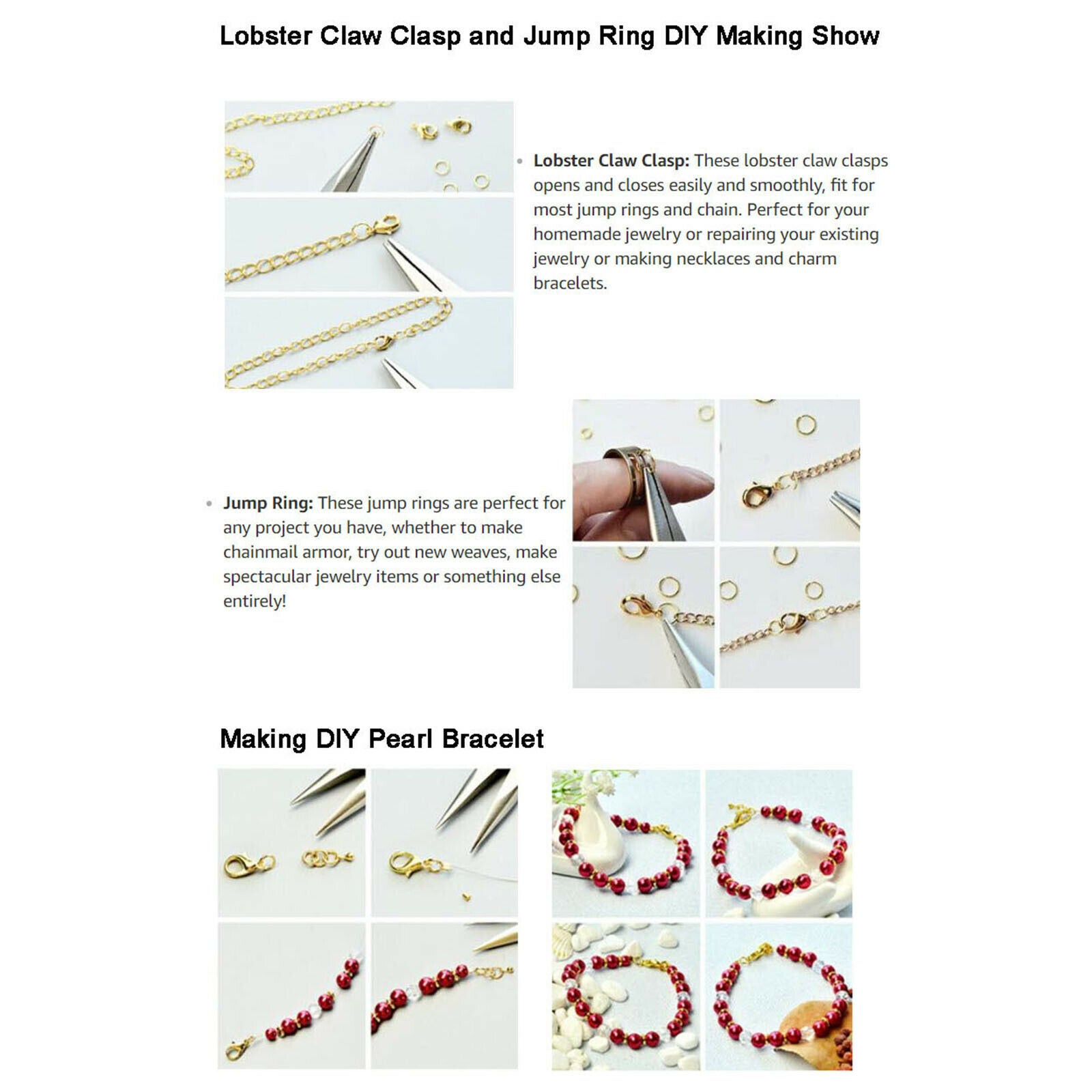 2 Box Lobster Claw Clasps Findings Kit & Jump Ring for DIY Jewelry Making