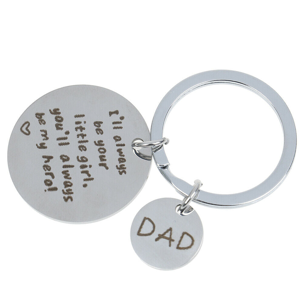 Fathers Day Keychain You Will Always Be My Hero Stainless Steel Gift JC.l8