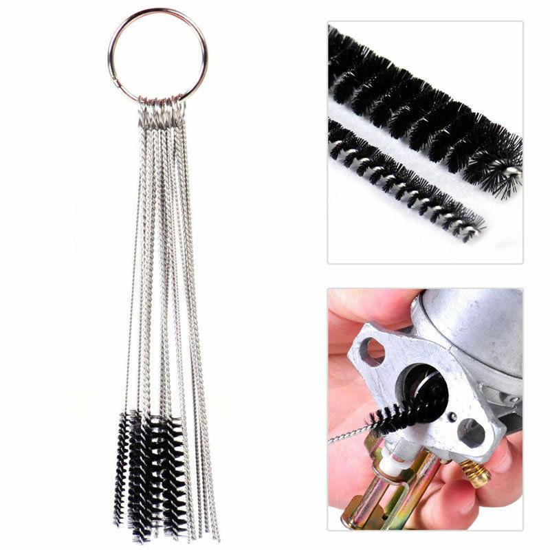 Carburetor Carbon Dirt Jet Remove 10 Cleaning Needles + 5 Brushes Tool Kits