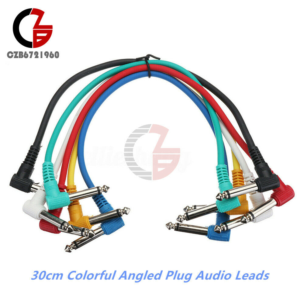 Colorful Angled Plug Audio Leads Patch Cables For Guitar Pedal Effect 6Pcs/Set