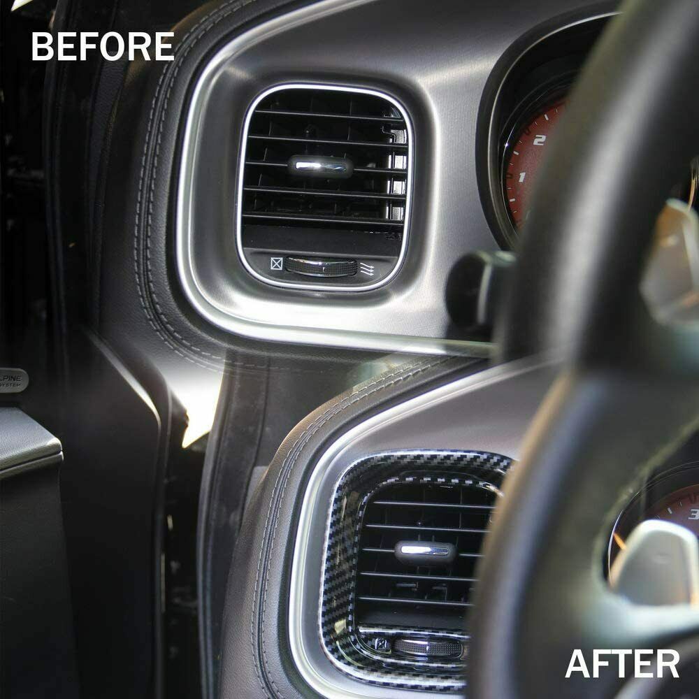 For Dodge Charger 15-21 Carbon Fiber Car Air Vent Outlet Cover Trim A/C Vent