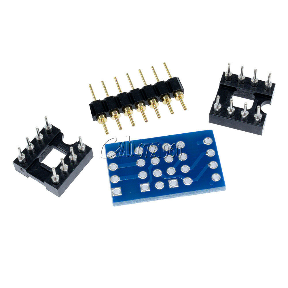 Dual DIP8 to DIP8 Mono Opamp PCB+Pin+Socket for NE5532 OPA627 OPA2132 TL072 P07
