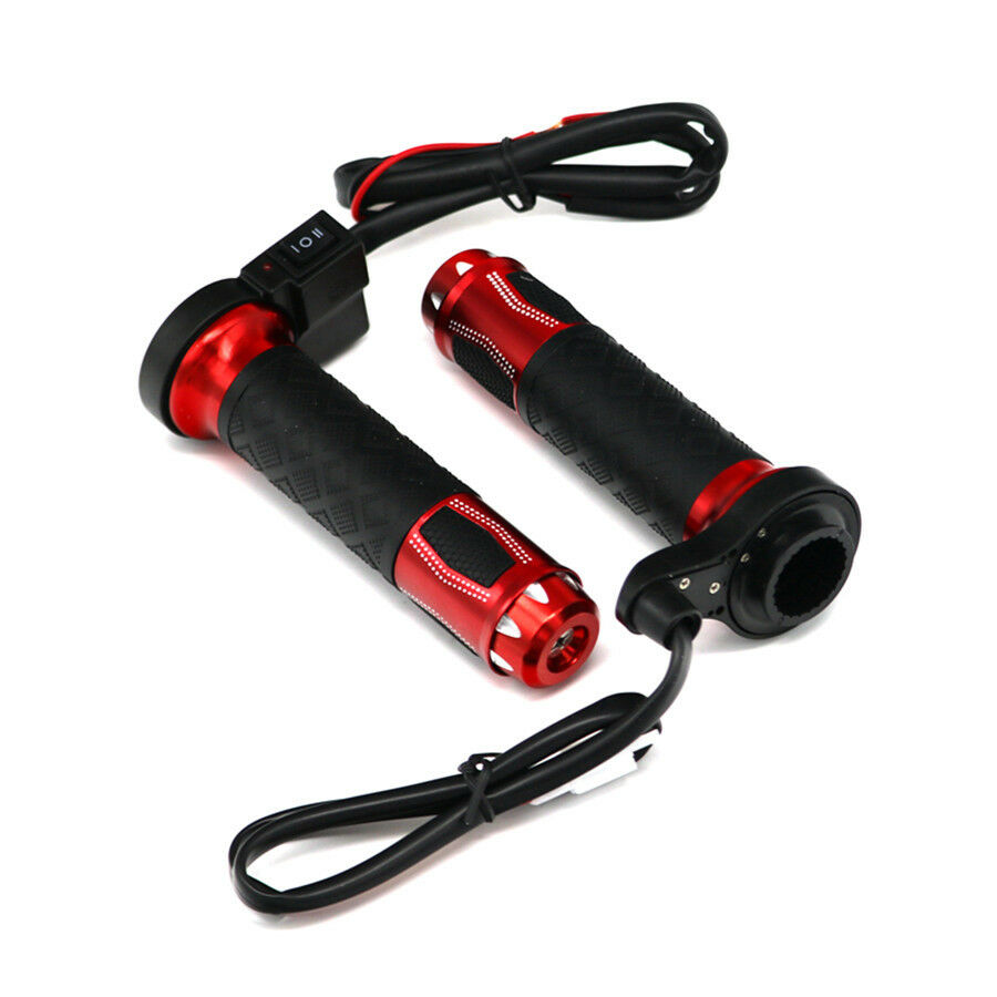 1 Pair Motorcycle Electric Heated Handle Grips Temp Adjustable Switch Control
