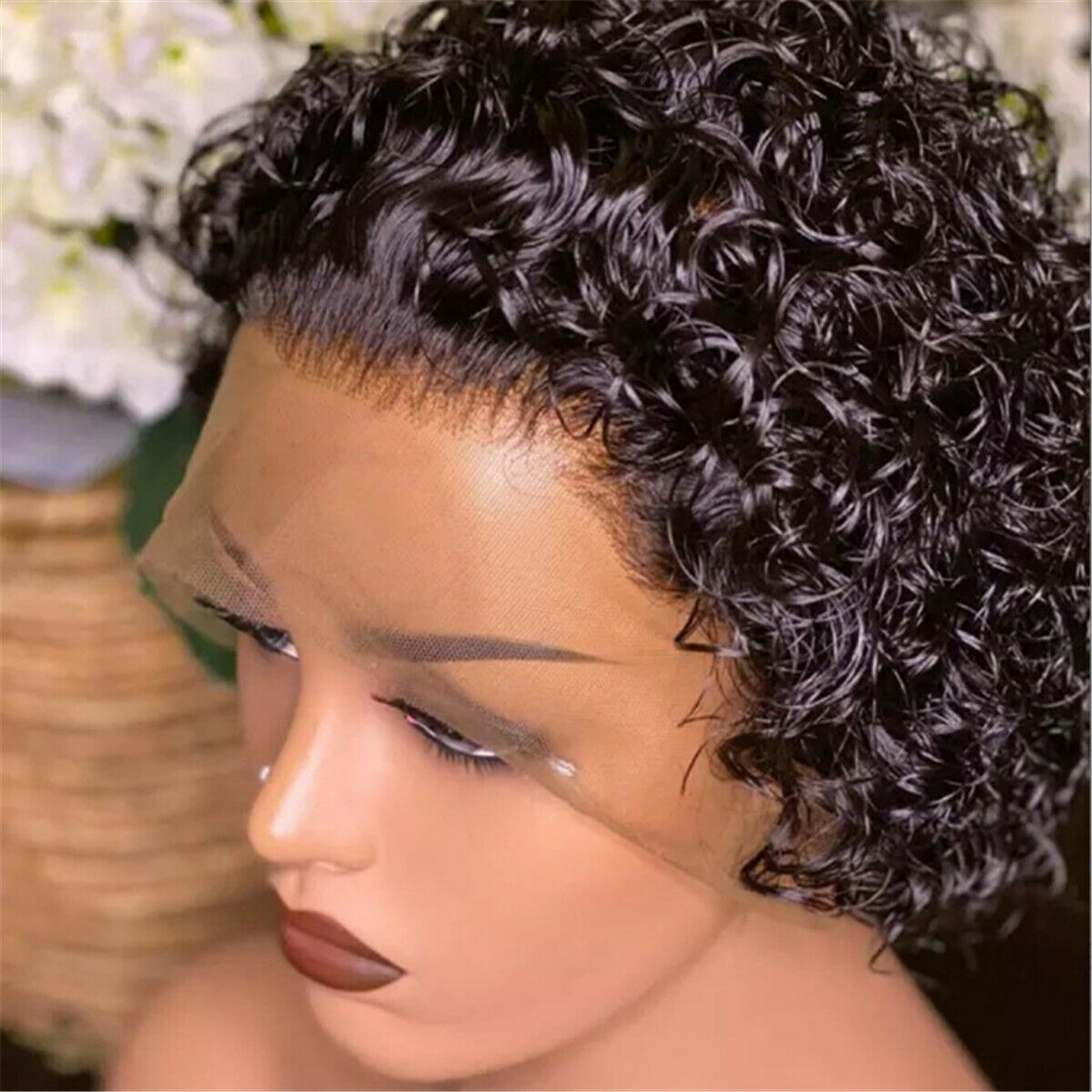 Women Short Curly Wig Twist Wig Human Hair Wigs One Size For Role Plays Daily