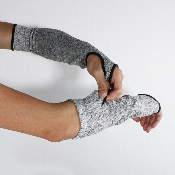 Grey Safety Anti Cut Heat Resistant Sleeves Arm Guard Protection Armband Glove