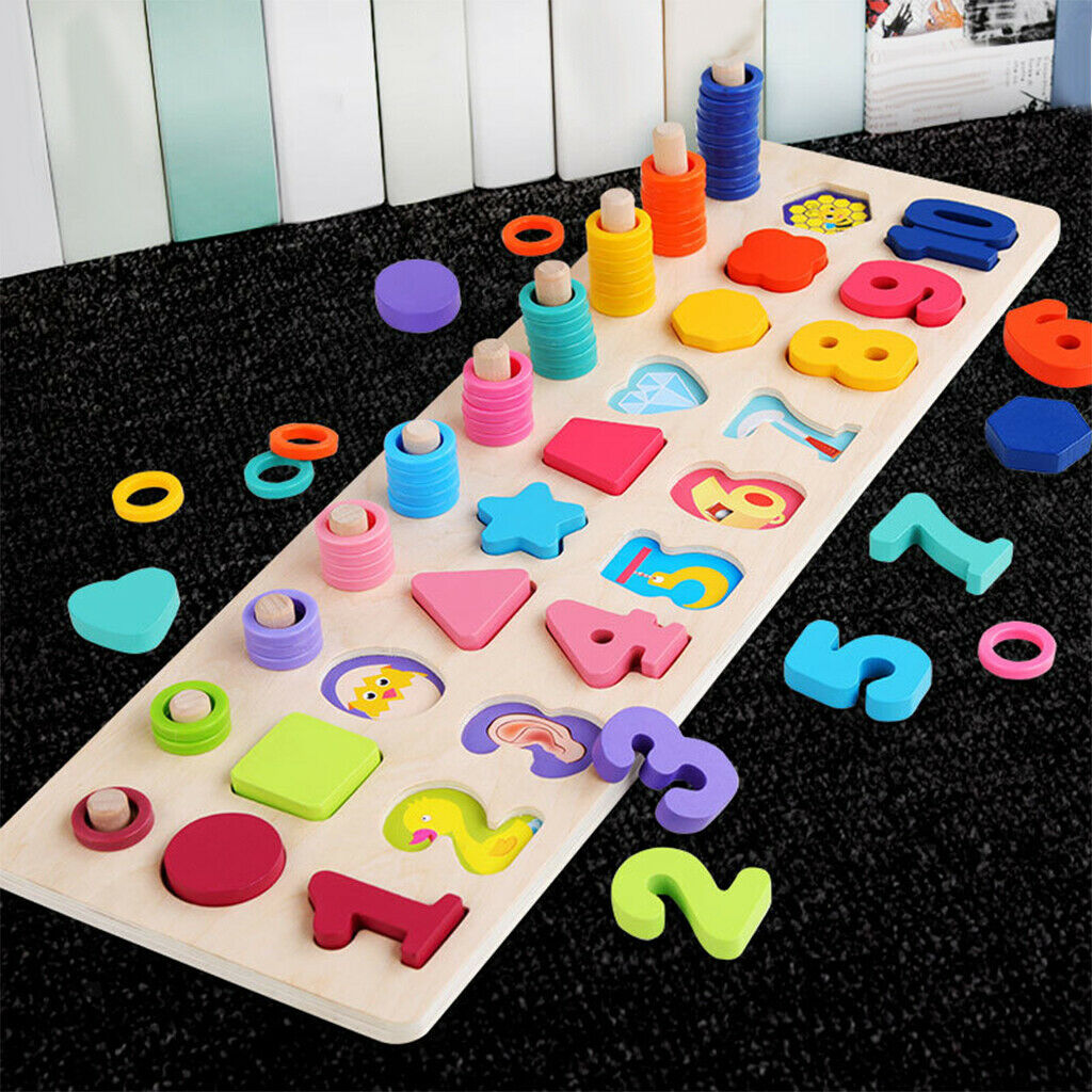 Colorful Matching Building Block Number Board Educational Recognition Game