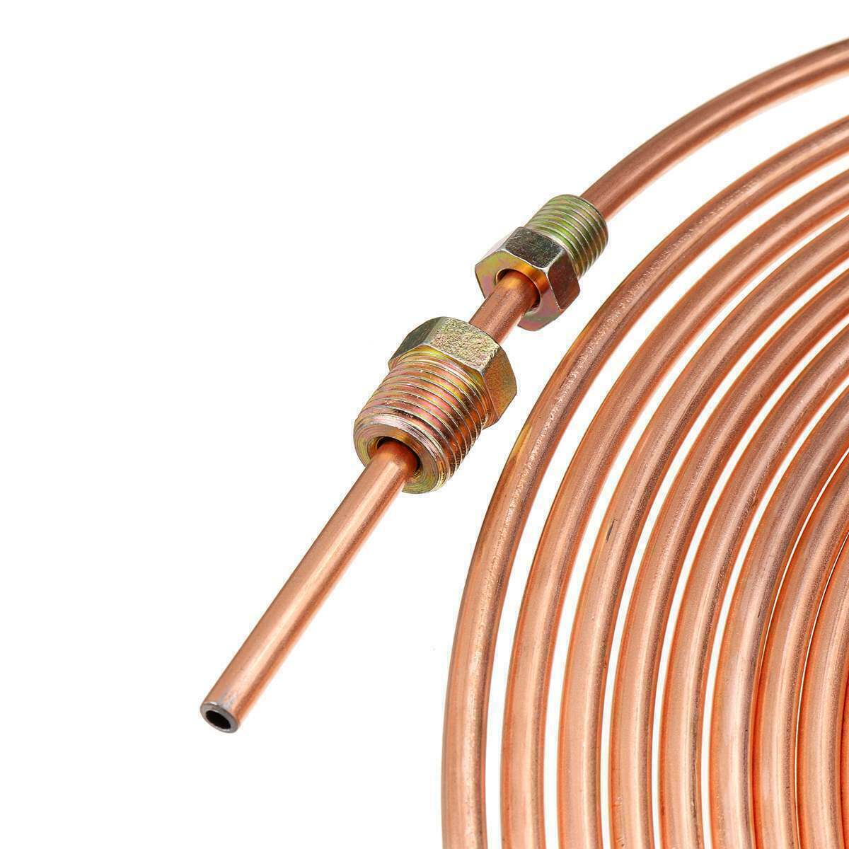 25ft 3/16 Copper Nickel Alloy Brake Line Replacement Tubing Coil and Fitting Kit