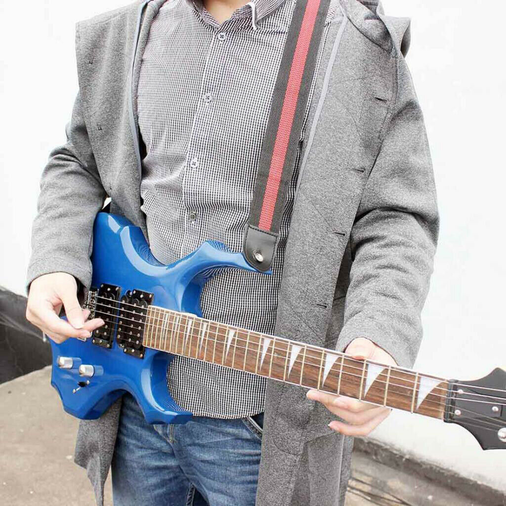 2 Pieces Durable Straps with Red And Blue Leather Belts to Hold The Guitar