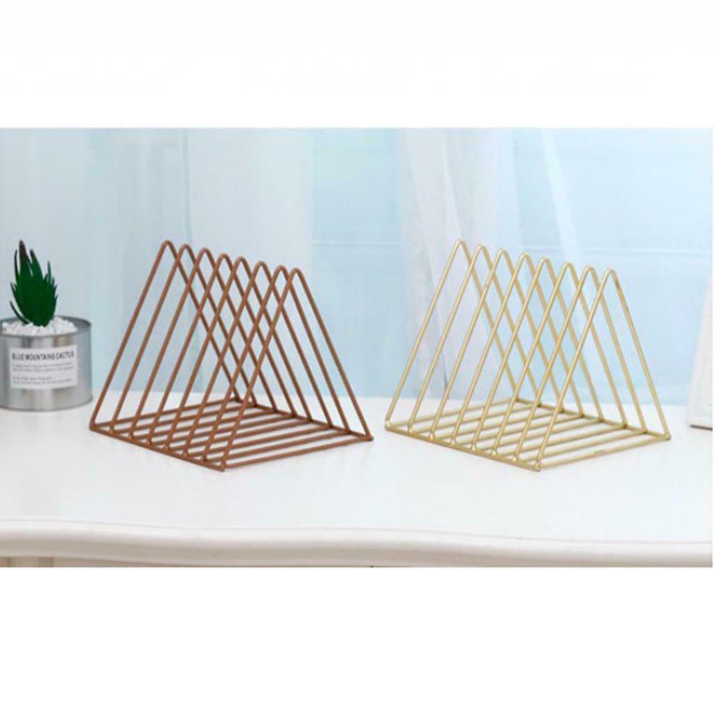 Book Holder Metal Wire Desktop Magazine Rack Bookshelf for Office A Copper