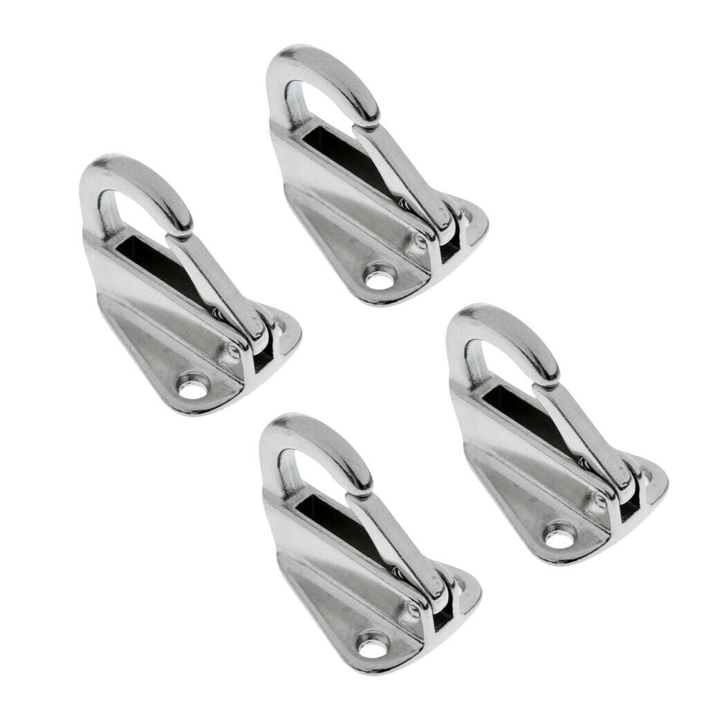 4 Piece Boat Stainless Steel Spring Snap Type Fender Fending Hook Hanger 9mm