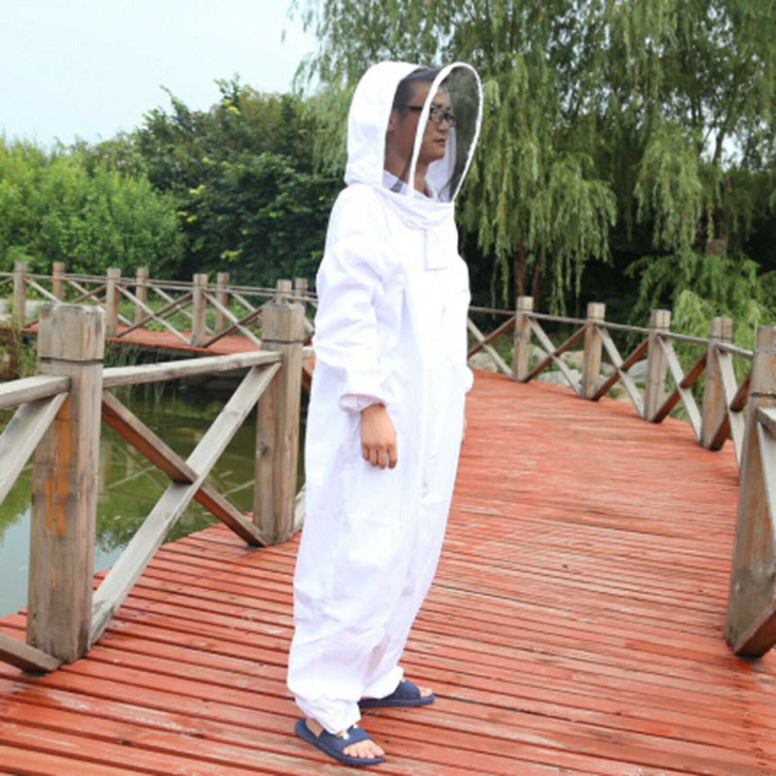 Professional Beekeeping Suit White Protective for Commercial Natural Apiary