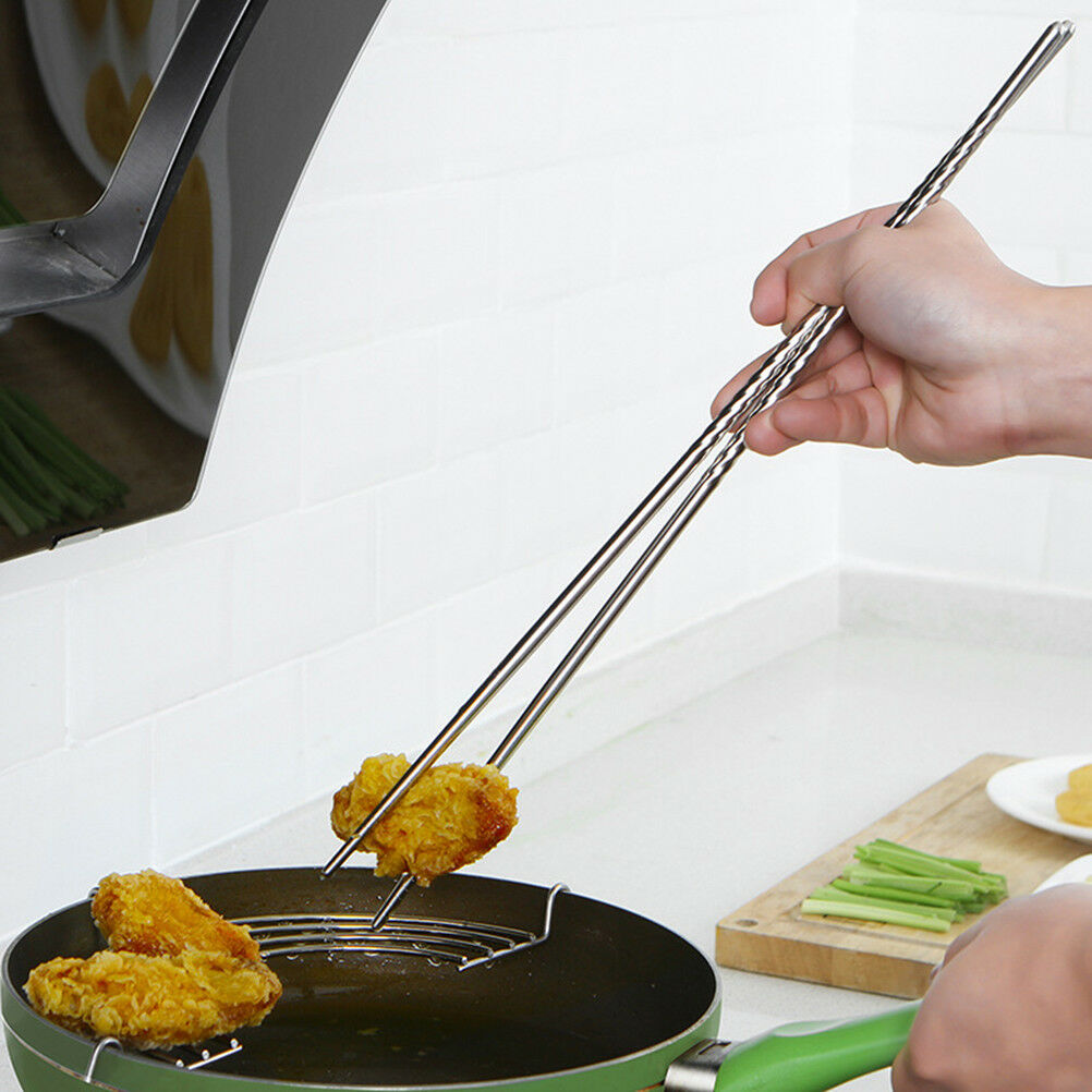 1Pair Stainless Steel Extra Long Hot Pot Cooking Frying Noodle Chopstick.l8