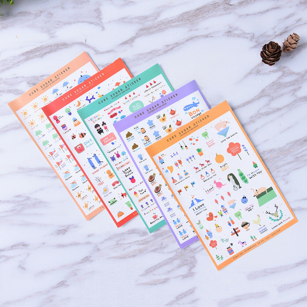 5 Sheets Lovely Paper Stickers For DIY Po Album Scrapbook Calendar Diary .l8