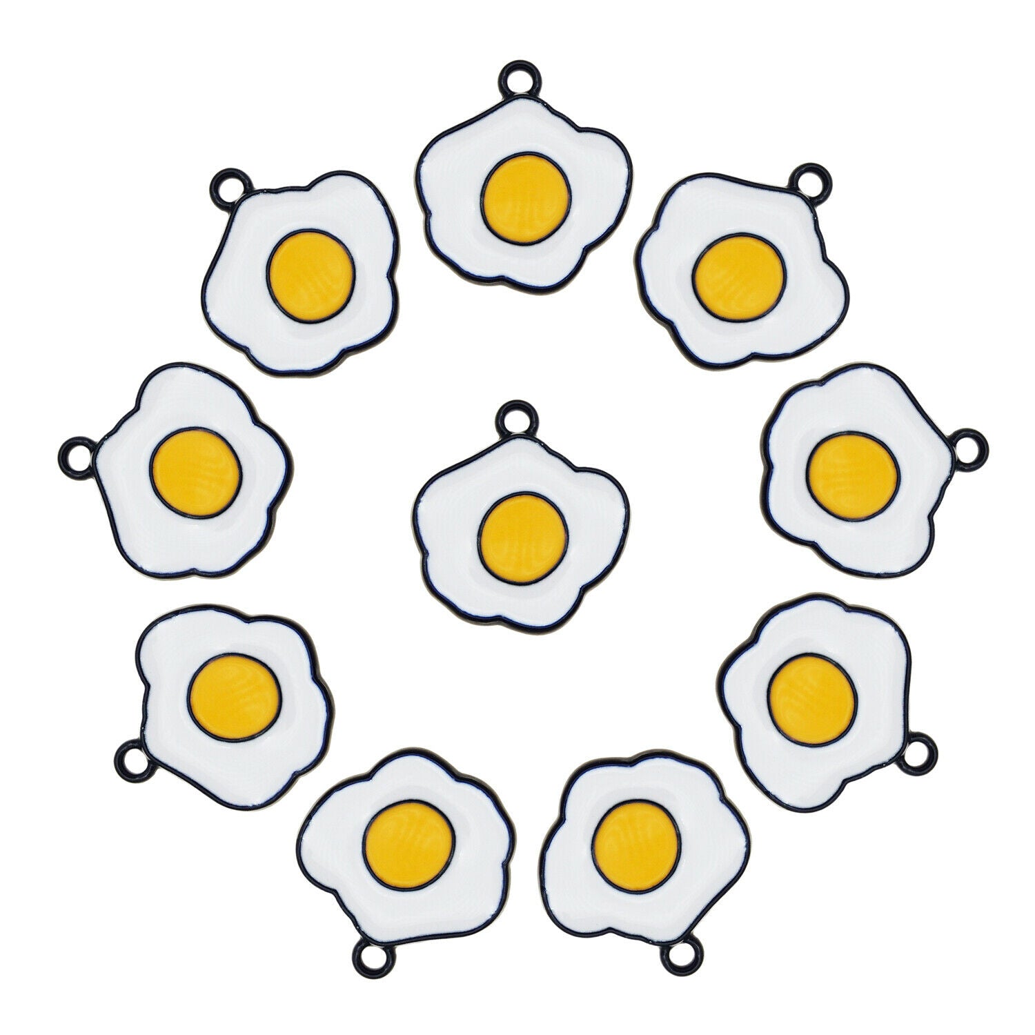 20 pcs Fried Egg Alloy Charm Enamel Dangle For Earring Pendant Findings 18*17mm